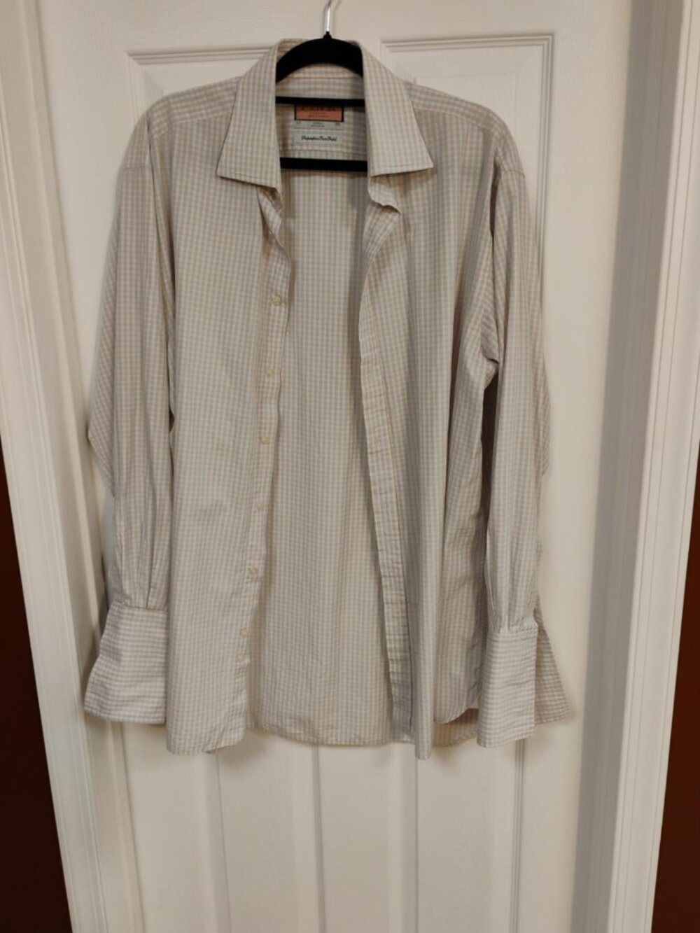 Thomas Pink Men’s 17 35 Cotton Check Dress Shirt French Cuffs